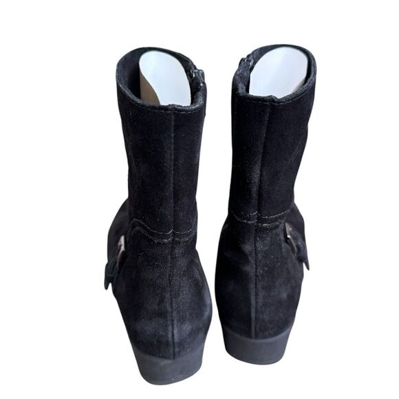 La Canadienne Sanford Suede Leather Buckle Zip Winter Ankle Boot Bootie Black 7 - Picture 6 of 8